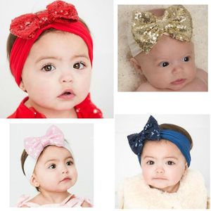 Akcesoria do włosów 13 cm brokatowe cekiny Bowknot Baby dziewczyny elastyczna opaska do włosów moda robak