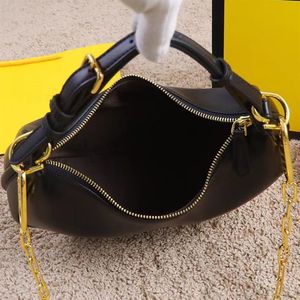 2022 HOLES HALF MOON ARMPit Bag Top Quality Leather Handbag Luxury Designer Purse Women Metal Chain Webbing Strap Crossbody B308B