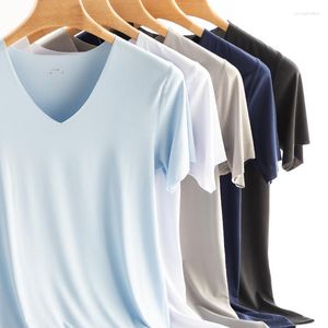 Herren-T-Shirts, 2022, Eisseide, nahtloses T-Shirt, dünnes Herrenmode-Oberteil, kurzärmeliges Unterhemd, Unterwäsche, eng anliegende Oberbekleidung
