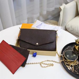 Women Clutch FELICIE POCHETTE Bags Luxury Designer handbag Alphabet Hobo 3pcs set Multi Functiona Purses Shoulder Crossbody Gold C196v