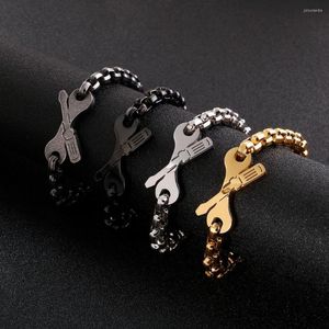 Link Bracelets 8mm Width 4 Colors Stainless Steel Men Power Maintenance Tools For Fashion Male Wrap Box Chain Motion