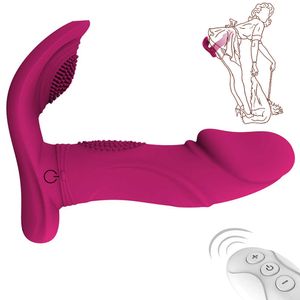 Articoli di bellezza Dildo indossabile Vibratore Telecomando Tre motori Stimolatore del clitoride del punto G Masturbatore femminile Giocattoli sexy per adulti per donna e uomo