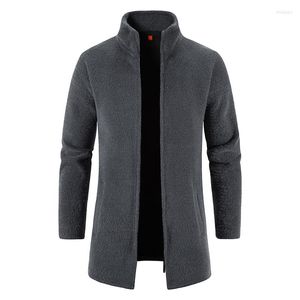 Camisolas masculinos Men Cardigan Cashmere Long Coast Long Turtleneck Masculino Autumn Winter Fleece Warm Solid Sweatercoat Roupos de quebra -vento