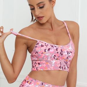 Kvinnor Tanks Gym Bras Suspenders Pink Color Printed Design Underwears Camis Yoga Sports BH SUCKSPROats