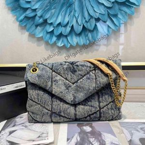 Loulou Puffer Denim ombro bolsa de bolsa de bolsa de luxo Designer de luxo Bags Mulheres Cowboy Messanger Flaps Bags Crossbody Clutch Love 308n