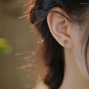 Серьги с серьгами ventfille 925 громкий золотой цвет Hetian Jade Ear Clip для женщин девочки Подарочные шарики с подушками с ювелирными украшениями оптом