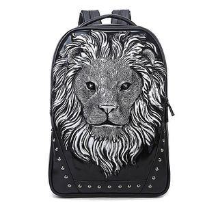 2017 New Fashion 3D Lion Head Pattern Man Women Women Backpack Travel School Personal Bag Computer Laptop277L