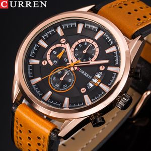 CURREN Top Marke Männer Sport Uhren Männer Quarz Männliche Uhr Chronograph Mode Datum Leder Armbanduhr Hodinky Relogio Masculino262z