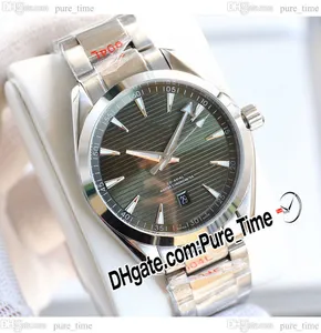 41mm Aqua Terra 150m A8500 자동식 남성용 시계 220.10.41.21.10.001 녹색 질감 다이얼 CNC 스테인레스 스틸 팔찌 신사 시계 PureTime PTOM B27B2