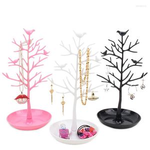 Jewelry Pouches Bird Tree Earrings Ear Studs Necklace Chain Display Holder Stand Organizer Rack Earring