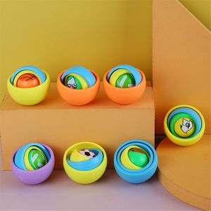 Handspinnare Toy Plastic Metal 3D Spinners Rainbow Gyro Spinning Universal Rotation Top Toys For Kids Gift Decomprimerad Multilayer Pattern Slumpmässig halvklot