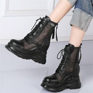 Sandalen Casual Schuh Frauen Lace Up Echtes Leder Keile High Heel Gladiator Weibliche Sommer Mode Turnschuhe Top Stiefeletten