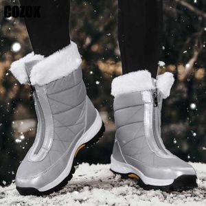 Boots Waterproof Women Snow Ankle Boot New Winter Keep Warm Short Plush Ladies Furry Wedges Zipper Female Cotton Shoes Non Slip Casual 221215