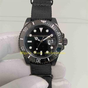 Orijinal Kutu Erkekler ile Gerçek PO 40mm 116610ln 116610 İzle Çelik Siyah Dial PVD PVD DLC Kaplı Naylon NATO Strap Asya 2813 Move282i