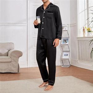 Мужская пижама пижама имитация шелковая пижама для мужской пижамы мягкая уютная домашняя одежда Пижама Мужчины Пижама Сон