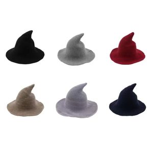 Halloween Witch Hat Diversified Längs fårullen Kap Stickande fiskare Hat Female Fashion Witch Pointed Basin Bucket RRC773