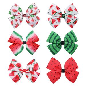 6 Colors Watermelon Printed Bows Hair Clips Hair Accessories Baby Girls Grosgrain Ribbon Hairpins Barrettes Kids Gifts