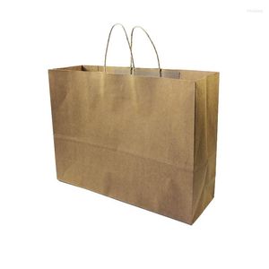 Present Wrap 10 PCS/Lot Multifuntion Kraft Paper Bags With Handle Cowhide Primary Colors Party Holiday Recyclable Package Bag 42 31 13cm