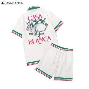 Casablanc-s 22ss 디자이너 셔츠 Masao San 프린트 남성 캐주얼 셔츠 여성 느슨한 실크 셔츠 반팔 럭셔리 티셔츠 고품질 티셔츠 사이즈 M-3XL