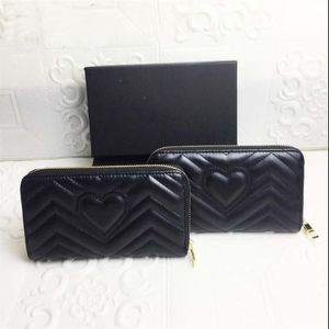 Women black Zig Zag wallet Pu Credit card holder leather long zipper marmont Coin purse Fashion love clutch wallets280o