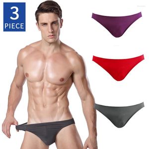 Underpants Modal Sexy Men's Briefs Solid Color Underwear Silky Breathable Middle Waist Flat Swmming Quick Dry Thin Flexible