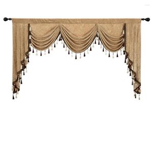 Curtain Brown Chenille Waterfall Valances For Kicthen Window Living Room Swags Pelmet Valance Curtains Bedroom