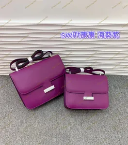 حقيبة كيس للسيدات الكلاسيكية مصممة فاخرة تمت ترقيتها Kangkang Swift Leather Leather Bag Bag Girl Girl Cross Body Flip Square 19cm و 23cm