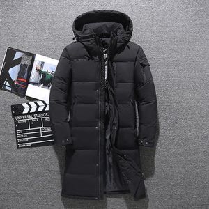 Piumino da uomo Cappotto lungo Parka Cappotto invernale bianco anatra Cappotto con cappuccio Moda uomo