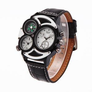 2018 Nuovo OULM 3594 movimento al quarzo di importazione di moda casual da uomo x2 orologio Cintura a specchio in vetro rinforzato minerale bus270N