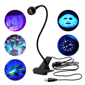 Tischlampen LED-Clip-Lampe UV wiederaufladbar USB Flexibler Bargeldproduktdetektor Gel-Härtungslicht für DIY-Nagelkunst