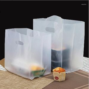 Geschenkverpackung 50pcs Transparente Plastiktüte mit Griff Food Verpackung Party Favor