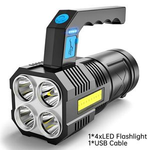 Powerful LED Flashlight USB Rechargeable Handheld Lantern Camping Torch Portable Outdoor Lamp Built-in Battery COB 7 LED Flashlights