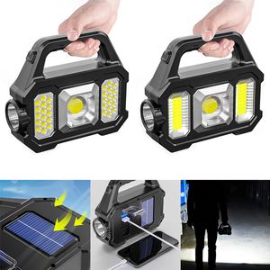 Solar LED Camping Lantern Flashlight Hight Power COB Work Lights Waterproof Lanterns USB Rechargeable Searchlight For Camping Hiking