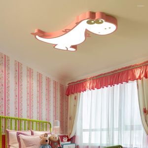 Taklampor LED -lampa tecknad dinosaurie med fjärrkontroll dagis sovrum dekoration rosa grönt inomhus barn rum ljus