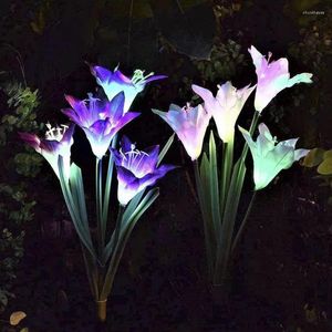 ソーラーLED GAZON LICHT 4LEDS KUNSTMATIGE LELIE BLOEM LAMP OUTDOOR VOOR TUIN/VILLA/PARK/STRAAT/FABRIEK FLOWERBED WIT/KLEURRIJKE