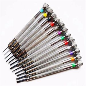 Reparatur-Werkzeug-Sets, 0,6 mm-2,0 mm, 13-teilig, Uhrmacher-Schraubendreher-Set, Uhrengläser, flache Klinge, sortiert, Schlitz-Set, Juweliere WA1244R