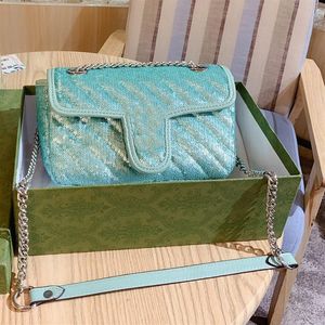 Borse da donna di lusso firmate 2021 Decorazione con paillettes Catena in argento Borsa a tracolla piccola Borsa a tracolla Borse 4 colori2329