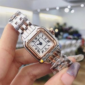 22mm Panthere WJPN0008 Fashion Lady Watches Swiss Quartz Womens Watch White Dial Rose Gold Two Tone Steel Bracelet Sapphire Wristw243u