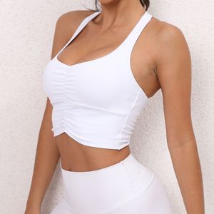Kvinnor Solid Color Multicolor Gymkl￤der Underkl￤der Tanks Camis Yoga Sports BH stockproof Running High Stimurgth Fitness Workout Halter Vest Top