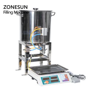 ZONESUN 50-2500G 꿀 무게 계량 충전 기계 반자동 점성 페이스트 케첩 샐러드 드레싱 팜유 병 필러