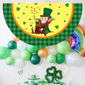 45x90 cm St Patricks Day Flag Decorative Home Ireland Fan Shaped Polyester Flags with two our Brass Grommets