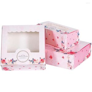 Gift Wrap 10st Mini Mooncake Paper Box Transparent Window Candy Sweets Cake Wedding Favor Navidad Packaging For Home