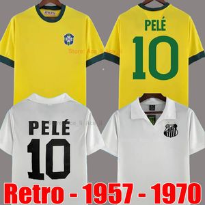 レトロブラジルサッカージャージ＃10ペレ1957 1970 1991 1992 1994 1994 2002 2004サントスブラジルロナルディーニョサッカーシャツ