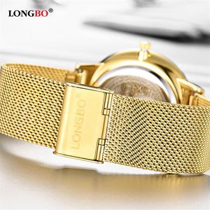 2020 роскошные Longbo Business Men Women Luxury Stainless Steel Band Мужская женская Quartz Watch Calendar Пара наручные часы 5028230E