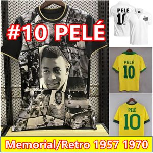 Retro #10 Pele Soccer Jerseys 1957 1970 Camiseta de Futbol 2022 Specjalny styl pamiątkowy Brazylia Santos Football Shirt Brasil 22 23 żółty czarny niebieski maillots stopa