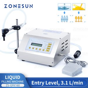 Zonesun سائل ملء آلة الرقمية التحكم في الماء مشروب العطور الحليب زجاجة صغيرة الحجاب الحاجز مضخة التعبئة ZS-GFK160