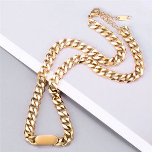 Punk Hip Hop Jewelry 18k Gold Cuba Link Chain for Woman Designer Necklace 316L Titanium Steel Chains South American Chokers Chains Rectangle Womens Necklaces 45cm
