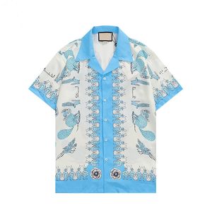 Camisas de grife de luxo 2023 moda masculina camisa de boliche com estampa geométrica havaiana camisas casuais masculinas slim fit manga curta