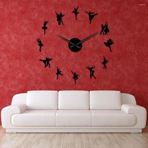 Wall Clocks Ballerina Art DIY Large Clock Big Needles Frameless Giant Ballet Dancer Oversized Dancing Girls Watch