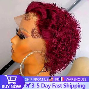 Pixie Cut Wig 99j Color Lace Spring Curl Short Bob Capelli umani per donna Natural Black Blonde Jarin Cheap 230227